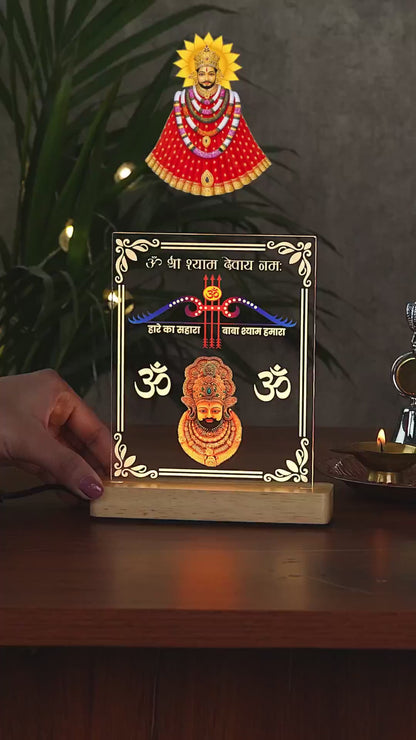 Shree Khatu Shyam baba Acrylic Led Lamp Showcase Video With Warm glow