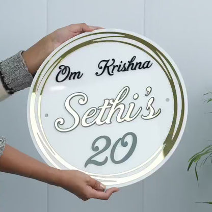 Acrylic Custom Premium Name Plate- White Golden
